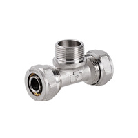 Trójnik PERFEXIM 708 mosiądz niklowany 20 mm x 1/2'' x 20 mm (zz x GZ x zz)