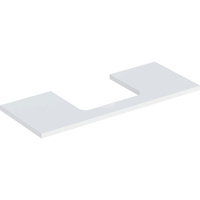 Blat pod umywalkę Geberit ONE z wycięciem, do prostokątnej umywalki nablatowej: B=119cm, Biały, Przekrój=Na środku, Lakierowany matowy