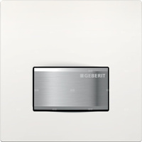 Przycisk uruchamiający Geberit typ 50 do systemu spłukiwania pisuarów z pneumatycznym uruchamianiem spłukiwania, kwadratowy: 13x13x1.1cm, Biały-alpin, Materiał=Cynkowy odlew ciśnieniowy / tworzywo sztuczne