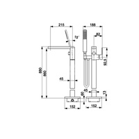 Bateria wannowa stojąca KFA Armatura LOGON, kolor chrom