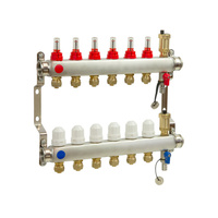 PHA-127/Z 8-obwodowy PN6 Rozdzielacz ze stali nierdzewnej do ogrzewania podłogowego z odpowietrznikiem automatycznym i złączkami 16x1/2"