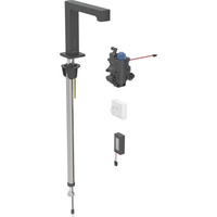 Bateria umywalkowa Geberit Brenta, stojąca, zasilanie bateryjne, do podtynkowej skrzynki funkcyjnej, z mieszaczem termostatycznym, czarny mat