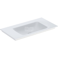 Umywalka GEBERIT ONE prostokątna, biała / KeraTect, 900mm, bez otworu na baterię, nakładany od góry, bez odpływu przelewowego, półki z obu stron