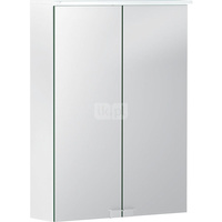 Szafka z lustrem Geberit Option Basic z oświetleniem i dwojgiem drzwi: 50x67.7x18cm, Korpus: matowy biały / z powłoką melaminową, Drzwi: lustrzane wewnątrz i z zewnątrz
