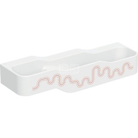 Umywalka GEBERIT Bambini 3-stanowiskowa prostokątna (rynna, elementy dekoracyjne), biała, 1400mm, bez otworu na baterię, bez odpływu przelewowego, półka od ściany