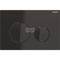 Przycisk uruchamiający Geberit Sigma50, przedni, szkło czarne, pierścienie: czarny chrom, okrągły