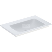 Umywalka GEBERIT ONE prostokątna, biała / KeraTect, 750mm, bez otworu na baterię, nakładany od góry, bez odpływu przelewowego, półka od ściany