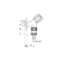 Zawór skośny COMFORT do urządzeń 1/2" chrom z zabezp.węża elast.przed pęknięciem