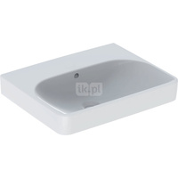 Umywalka GEBERIT Smyle Square prostokątna, biała, 550mm, bez otworu na baterię, z odpływem przelewowym, półka od ściany