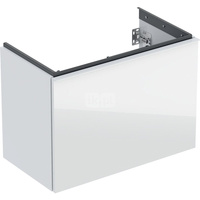Szafka pod umywalkę Geberit Acanto, z szufladą i szufladą wewnętrzną, krótka: Szerokość umywalki=75cm, Korpus: biały / lakierowany na wysoki połysk, Front: biały / szkło błyszczące, Uchwyt: biały / powlekany proszkowo, matowy
