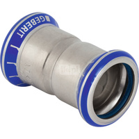 Mufa GEBERIT Mapress Edelstahl FKM, stal nierdzewna, 76.1 mm, DN 65 x 76.1 mm x DN 65 (mufa zaprasowywana x mufa zaprasowywana), (głębokość: 17.5 mm) z uszczelką