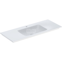 Umywalka GEBERIT ONE prostokątna, biała / KeraTect, 1200mm, otwór na baterię na środku, nakładany od góry, bez odpływu przelewowego, półki z obu stron