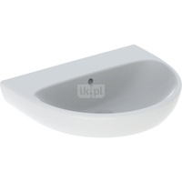 Umywalka GEBERIT Selnova owalna, biała, 600mm, bez otworu na baterię, z odpływem przelewowym, półka od ściany