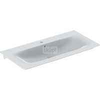 Umywalka GEBERIT Selnova Square prostokątna, biała, 1000mm, otwór na baterię na środku, nakładany od góry, z odpływem przelewowym, półka od ściany