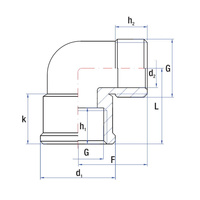 Kolano 90' RUMET mosiądz 1'' (GW x GZ), 37 mm