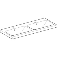 Umywalka GEBERIT iCon Light podwójna 2-stanowiskowa prostokątna, biała, 1200mm, otwór na baterię na środku, z odpływem przelewowym, półka od ściany