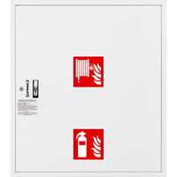 Hydrant DN 25 zawieszany z miejscem na gaśnicę pod zwijadłem, wąż 20 m, zamek patent, RAL 9003