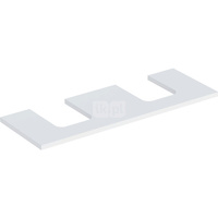 Blat pod umywalkę Geberit ONE z wycięciem, do umywalki nablatowej w kształcie misy: B=133.8cm, Biały, Lakierowany matowy, Przekrój=Lewa i prawa strona