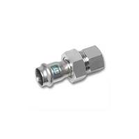 Śrubunek SANHA NiroSan SF trzyczęściowy, stal nierdzewna, 22 mm x 3/4'' (zw x GW)