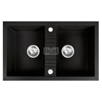 MEZZO II zlewozmywak granitowy 2-komorowy 48/78, grafit shine