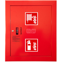 Hydrant DN 52 wnękowy z koszem, 600x500x200 mm, z miejscem na gaśnicę, wąż 15 m, zamek patent, RAL 3000