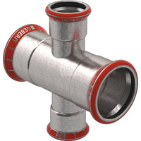 Czwórnik GEBERIT Mapress C-Stahl redukcyjny stal, 108 mm x 28 mm x 108 mm x 28 mm DN 100 x DN 25 x DN 100 x DN 25, mz x mz x mz x mz