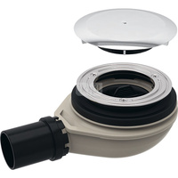 Zestaw odpływowy do brodzików Geberit d90, z pokrywą odpływu, wysokość zasyfonowania 30 mm, odpływ z PE: d=40mm, Chrom błyszczący, Króciec przyłączeniowy=PE-HD