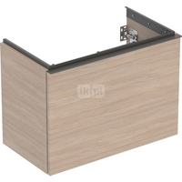 Szafka pod umywalkę Geberit Acanto, z szufladą i szufladą wewnętrzną, krótka: Szerokość umywalki=75cm, Korpus i front: dąb / melaminowa struktura drewna, Uchwyt: lava / malowany proszkowo, matowy