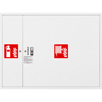 Hydrant DN 25 FIT zawieszany z miejscem na gaśnicę obok zwijadła, wąż 30 m, zamek patent, RAL 9003