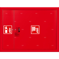 Hydrant DN 25 FIT wnękowy z miejscem na gaśnicę obok zwijadła, wąż 30 m, zamek patent, RAL 3000