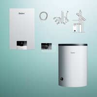 Pakiet - Kocioł gazowy jednofunkcyjny VAILLANT ecoTEC plus VC 15CS/1-5 kondensacyjny wiszący 2.8 - 16.4 kW + RegulatorsensoCOMFORT 720f + Zestaw powietrzno-spalinowy szachtowy + Zasobnik c.w.uVIH R 150/6 B