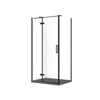 SET C573 KABINA CITY LEWA CZARNA 100X80X195+TAKO SLIM SZARY MAT WIR