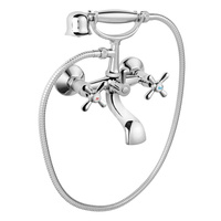 RETRO NEW bateria wannowa ścienna, chrom