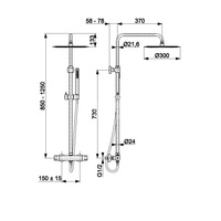 Deszczownia premium MOZA z baterią natryskową termostatyczną, złoty szczotkowany pvd