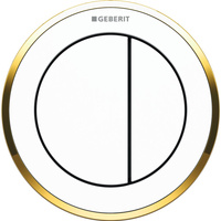 Pneumatyczny przycisk uruchamiający WC Geberit Typ 10, ręczny, podtynkowy, dwudzielny, biały-złocony