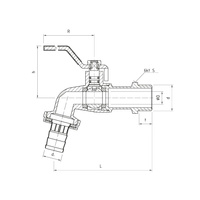 Zawór kulowy PERFEXIM 3102 mosiądz niklowany czerpalny, PN10 3/4'' GZ x przyłącze do węża, uchwyt: dźwignia