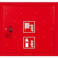Hydrant DN 52 wnękowy ze zwijadłem, z miejscem na gaśnicę solo, wąż 20 m, zamek patent, RAL 3000