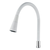 Dwufunkcyjna elastyczna wylewka do baterii, biały / chrom