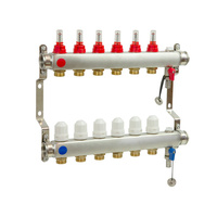 PHA-127/1/S 3-obwodowy PN6 Rozdzielacz ze stali nierdzewnej z odpowietrznikiem ręcznym do ogrzewania podłogowego