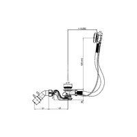 Syfon wannowy BASIC, rura gietka z automatycznym korkiem w kolorze czarny mat