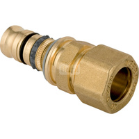 Złączka przejściowa GEBERIT Mepla, mosiądz / mosiądz, 20 mm, DN 15 x 15 mm x DN 12 (końcówka wciskowa x PZ), (głębokość: 5.5 mm) z uszczelką