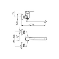 Bateria zlewozmywakowa ścienna KFA Armatura BERYL, kolor chrom, mosiądz