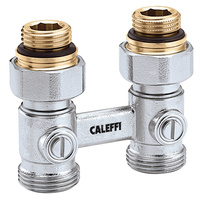 Podwójny zawór podłączeniowy do grzejników płytowych. Wersja prosta (przyłącza podłogowe) - 1/2'' GZ