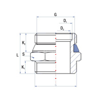 Nypel RUMET mosiądz 1'' x 1'' (GZ), z uszczelką, 34 mm