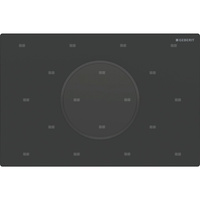 Przycisk uruchamiający Geberit Sigma10 do systemu spłukiwania WC z elektronicznym uruchamianiem spłukiwania, okrągły, z zabezpieczeniem: Płyta: czarny mat, z powłoką easy-to-clean, Pierścień ozdobny: czarny