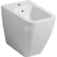 Bidet stojący Geberit iCon Square, przylegający do ściany, ukryte mocowania: T=56cm, Przelew=Widoczny, Biały
