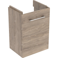 Dolna szafka pod umywalkę kompaktową Geberit Selnova Square, z jednymi drzwiami: Szerokość umywalki=45cm, Orzech włoski hickory