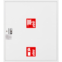 Hydrant DN 33 zawieszany z miejscem na gaśnice pod zwijadłem, wąż 30 m, ocynk fasada, zamek patent, RAL 9003