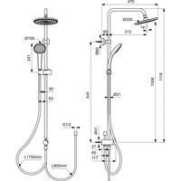 IDEALRAIN SYSTEM NATRYSKOWA Z WĘŻEM HD/200 SBLK