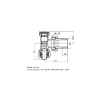PHA-033/PEX Zawór grzejnikowy odcinający kątowy z zacis. Pex/Al 1/2"
